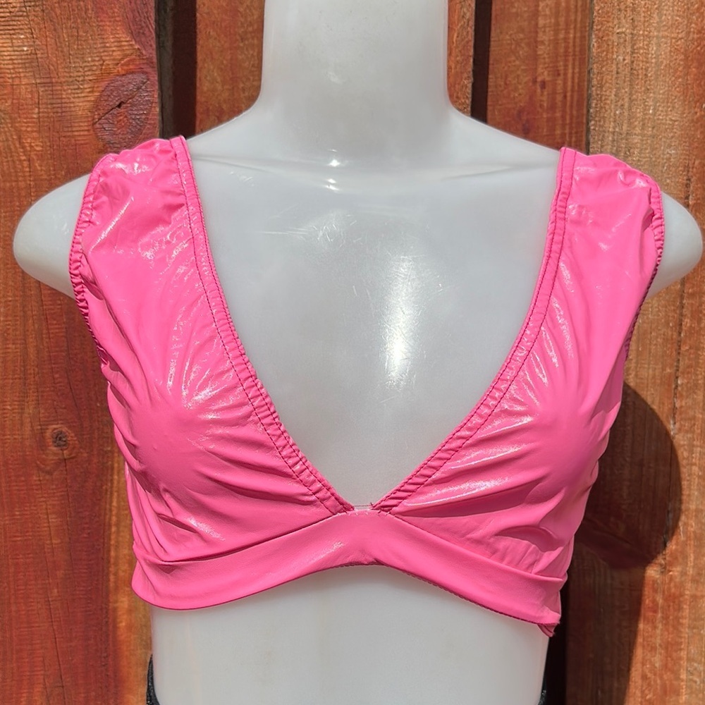 I Saw It First Viny Plunge Bralet Pink Vibrant Size 10